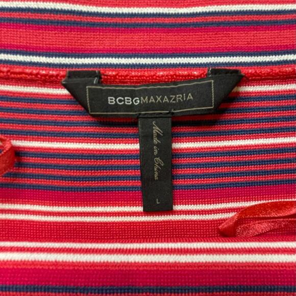 Striped Mini Skirt Red White Blue Bodycon Casual Party‎ BCBG BCBGMazazria Large - Picture 5 of 7
